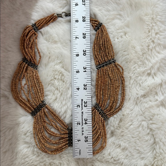 Vintage Beaded Wood Elegant Brown Choker Necklace - Picture 16 of 16